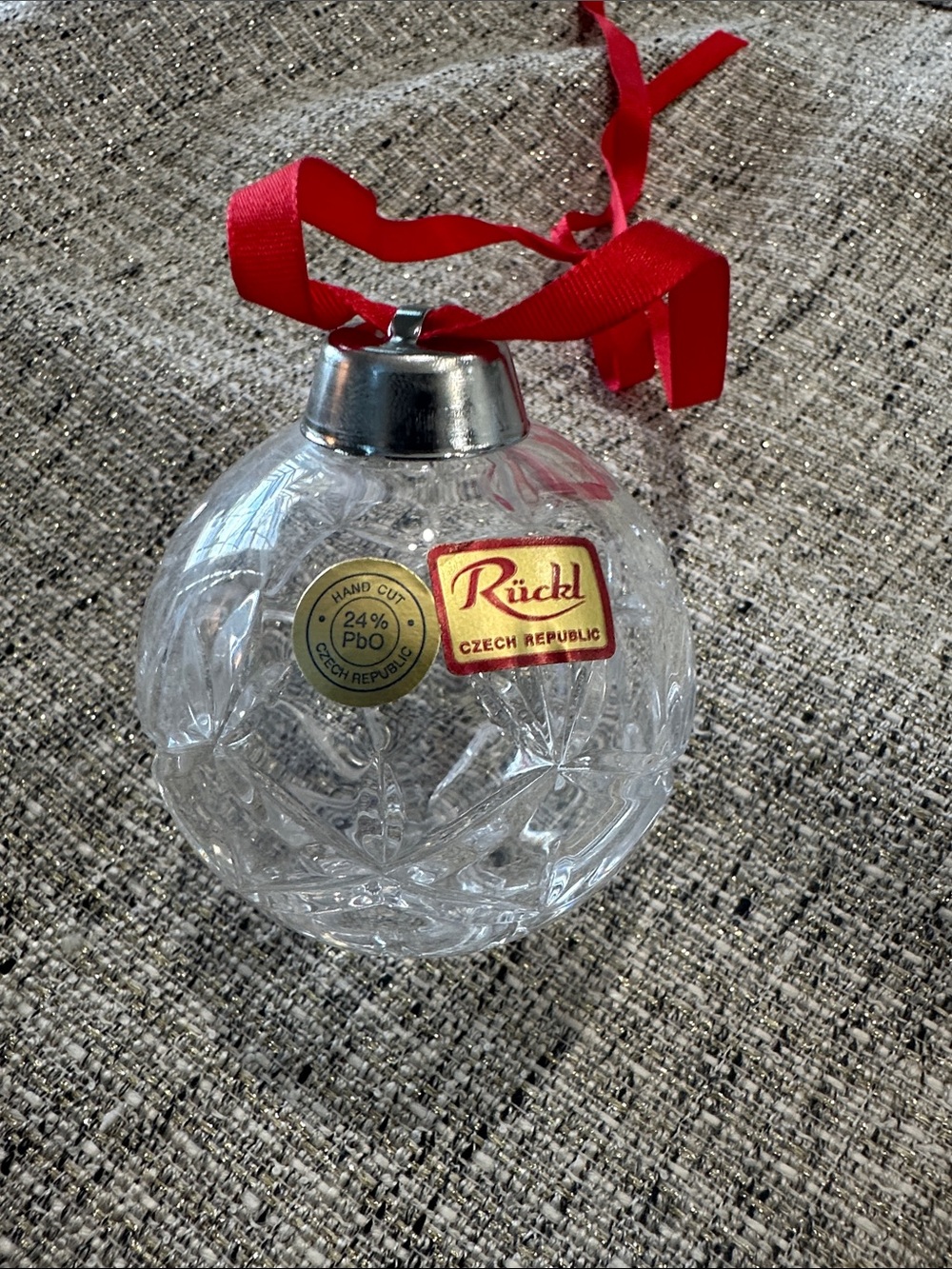 Vintage Lead Crystal Ball Ornament Hand Cut 24% Czech Republic